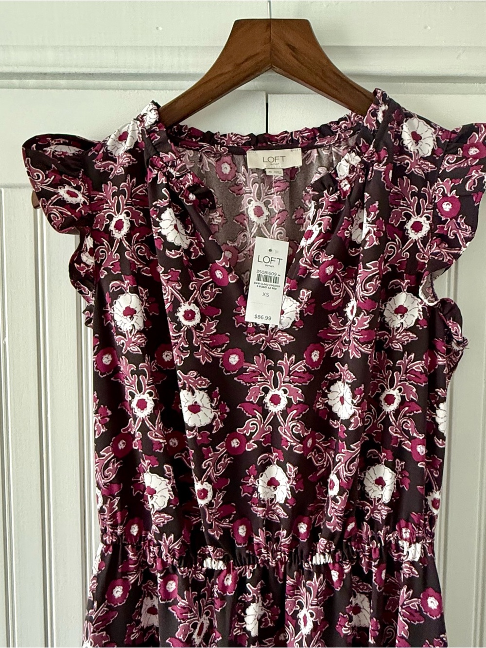 LOFT Outlet Floral V-Neck Ruffle Sleeve Maxi Dress - XS - Picture 2 of 10